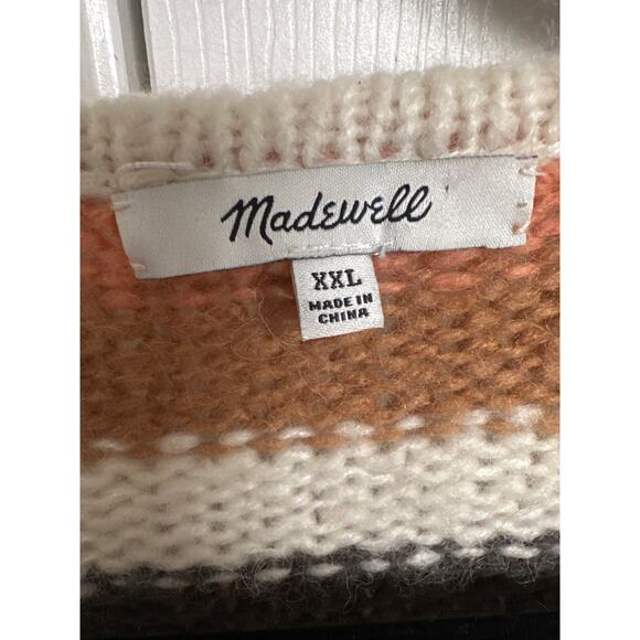 Madewell Striped V-Neck Balloon‎ Sleeve Sweater XXL Cropped - Picture 4 of 9